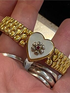 Vintage 1940 WWII Co Star Sweetheart Bracelet Mother of Pearl Gold Filled 1/20